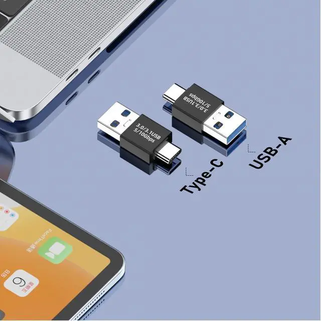 Alt view image 3 of 5 - USB 3.1 Male to USB C Male Adapter USB A to USB C Connector 10Gbps Compatible with Mobile Phones Computers Notebook Computers Black3 Pack