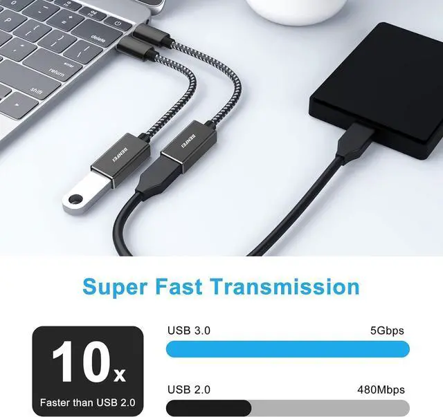 Alt view image 2 of 7 - USB C to USB 3.0 Adapter 2 Pack USB C to A Male to Female Adapter Compatible with MacBook 2022 2021 2020  Galaxy Note 20 Galaxy S20 S21 Google Pixel Nexus and More