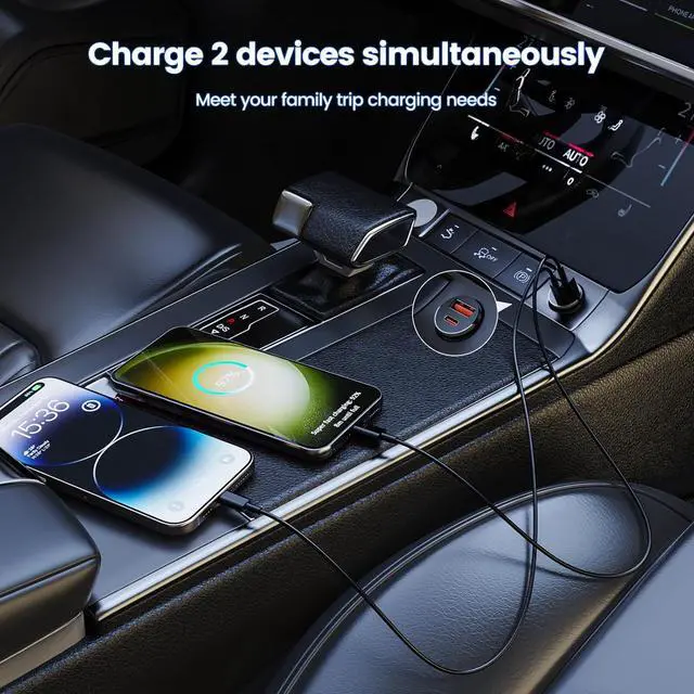 Alt view image 3 of 6 - Car Charger Invisible Cigarette Lighter USB Adapter [All Metal & Mini] 18W&15.5W 2 Port Car Adapter QC3.0 Dual Port Cigarette Lighter for iPhone 16 15  S25 Ultra Piexl 7 and More