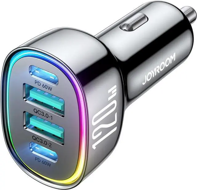 Main image of 120W for iPhone 17 Pro Car Charger USB C 4-Port Car Charger Fast Charging PD&QC3.0 Type C Car Phone Charger Cigarette Lighter Adapter Car Accessories for iPhone 16 16e 15 17 Air Pro Max