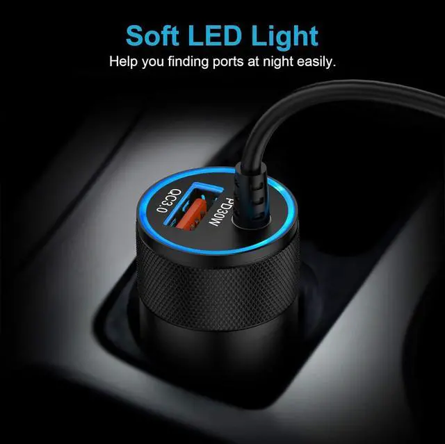 Alt view image 6 of 7 - for iPhone 16e 17 Pro Max Air Fast Car Charger Adapter for iPhone 16e 16 16 Pro Max 16 Pro 16 Plus 15 Series USB C Vehicle Phone Auto Automobile Plug with 2.8FT Coiled Cable Cord Fast Charging