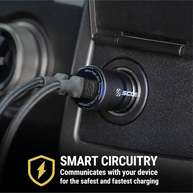 Alt view image 5 of 5 - CPDCC40M PowerVolt 40W Certified Dual Port USB-C Car Charger Flush Cigarette Lighter Adapter Fast Charging Car Plug for 12V Power Outlet Compatible with iPhone Galaxy and All USB-C Devices