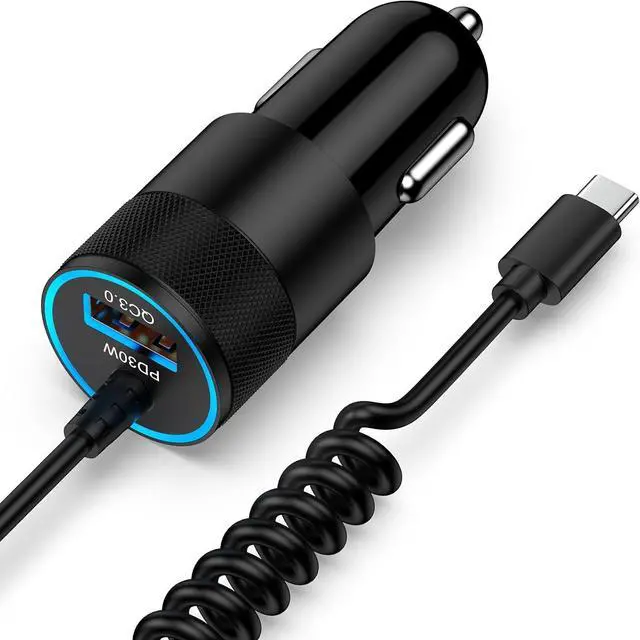 Main image of for iPhone 16e 17 Pro Max Air Fast Car Charger Adapter for iPhone 16e 16 16 Pro Max 16 Pro 16 Plus 15 Series USB C Vehicle Phone Auto Automobile Plug with 2.8FT Coiled Cable Cord Fast Charging