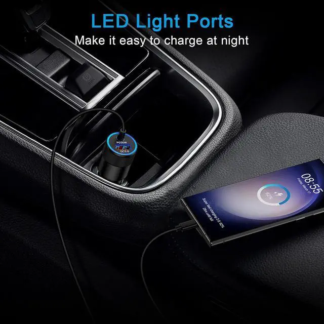 Alt view image 7 of 7 - Fast Car Charger Adapter for Motorola Razr Ultra 2025 Edge Edge+ Edge Plus 2025 2024 2023 2022 Moto G Stylus Power Play 2025 2024 5G USB C Vehicle Phone Auto Automobile Plug with 3ft Cable