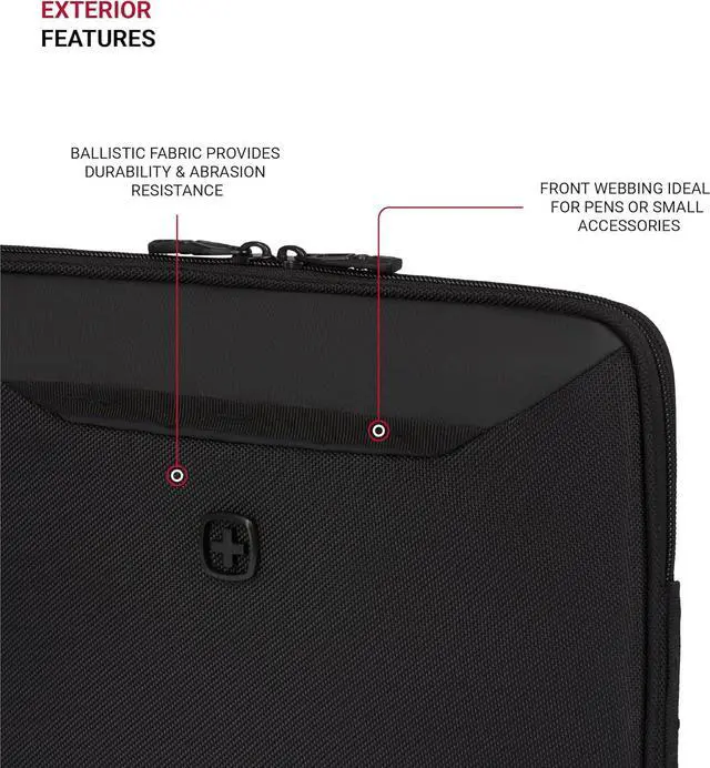 Alt view image 4 of 7 - Padded Zippered Laptop Sleeve Micro-Twill Laptop Case with Fleece Lining & Front Webbing