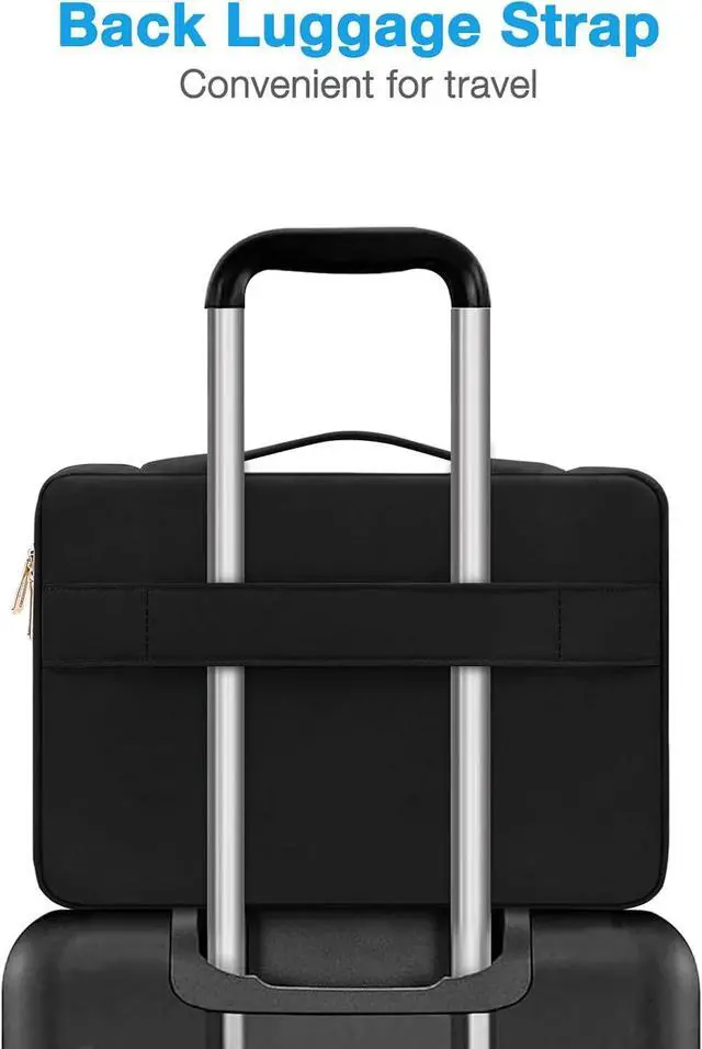 Alt view image 4 of 7 - 13.3 inch 360 Protective Laptop Case 13-13.3 inch Laptop Sleeve Compatible with MacBook Air/Pro 13 13.6/Pro 14 HP   Rectangle Quilted Bag with Handle&Pocket&Small Case Black