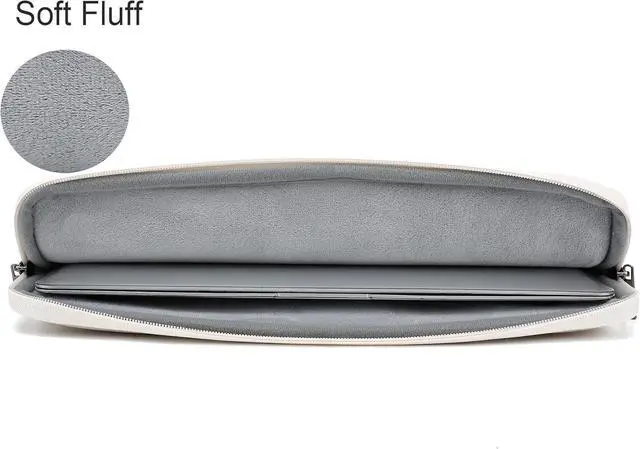 Alt view image 2 of 6 - Embossing Floral Pattern PU Leather Laptop Sleeve Case with Pocket (Ivory White PU 16 inch)