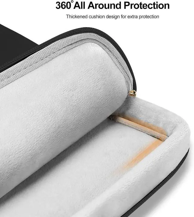 Alt view image 3 of 7 - 13-14 inch 360 Protective Laptop Sleeve Compatible with Macbook Air/Pro HP     13.3 inch Anti-theft Shockproof Carrying Case Neoprene Vertical Bag with Small Case Black