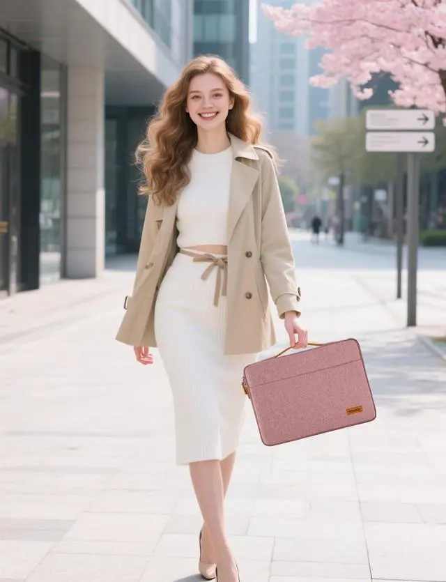 Alt view image 5 of 7 - 17 inch Laptop Sleeve Protective Case Cover Compatible with 17-17.3 inch HP    Chromebook Waterproof Computer Cases Bag with Handle Pink