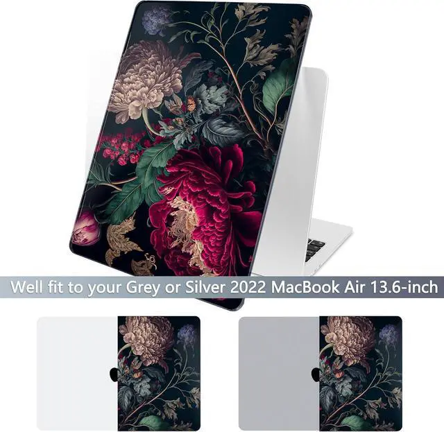 Alt view image 2 of 6 - Case for New MacBook Air 13.6 inch 2025 M4 2024 2022 Release Model A3240 A3113 M3 A2681 M2 Designed Protective Hardshell Keyboard Cover and USB-C OTG Adapter Vintage Flower