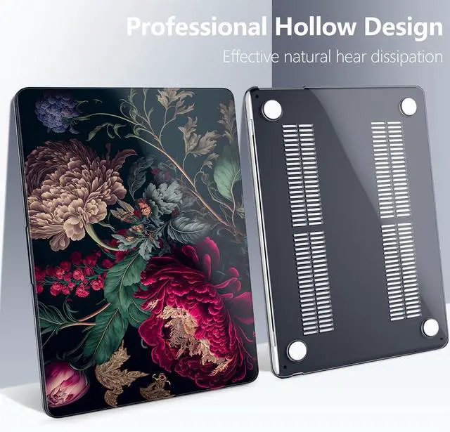 Alt view image 5 of 6 - Case for New MacBook Air 13.6 inch 2025 M4 2024 2022 Release Model A3240 A3113 M3 A2681 M2 Designed Protective Hardshell Keyboard Cover and USB-C OTG Adapter Vintage Flower