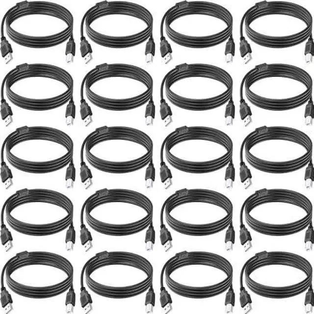 Main image of 20 Pack USB A to B Printer Cable 8FT High-Speed Printer Cord Compatible with Hp Canon Brother   Epson Lexmark Xerox and More (Black)