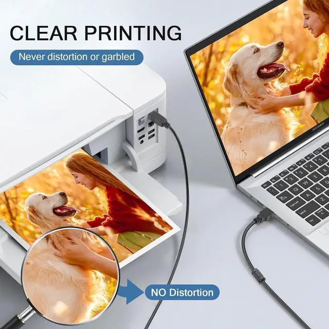 Alt view image 4 of 7 - 20 Pack USB A to B Printer Cable 8FT High-Speed Printer Cord Compatible with Hp Canon Brother   Epson Lexmark Xerox and More (Black)