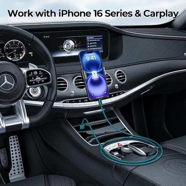 Alt view image 4 of 7 - for iPhone 17 16 Pro Max Car Carplay Cable 3Pack 3.3/6.6/10FT USB A to USB C Car Charger Cord for iPad 10 Air 4 5 Mini 6 7  15 Plus  Galaxy S24 S25 Z Flip Fold A54 A53 A52 A51