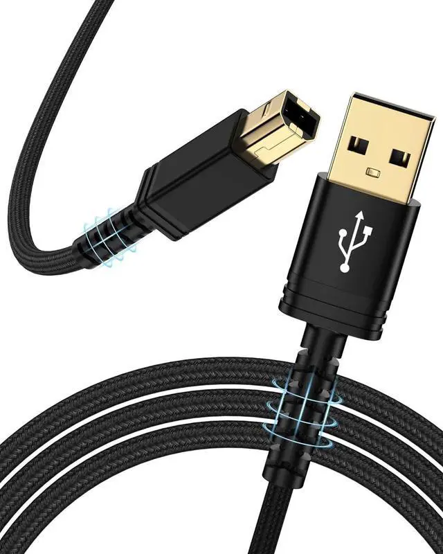 Main image of 6FT USB Printer Cable USB 2.0 Type A Male to B Male Cable  Cord for HP Canon Brother  Epson Lexmark Xerox to Computer/Laptop/PC USB 2.0 MIDI Cable for Keyboard Digital Piano DAC