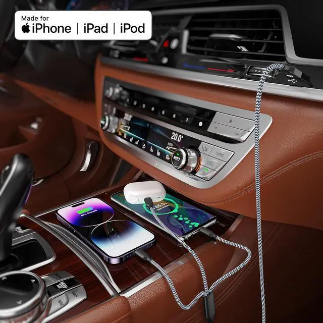 Alt view image 6 of 7 - Short Multi Charging Cable (2ft 2Pack) 3 in 1 Charging Cable Travel Essentials iPhone Charger Nylon Braided Cord with Type C Micro Lightning USB C for  Android Phone