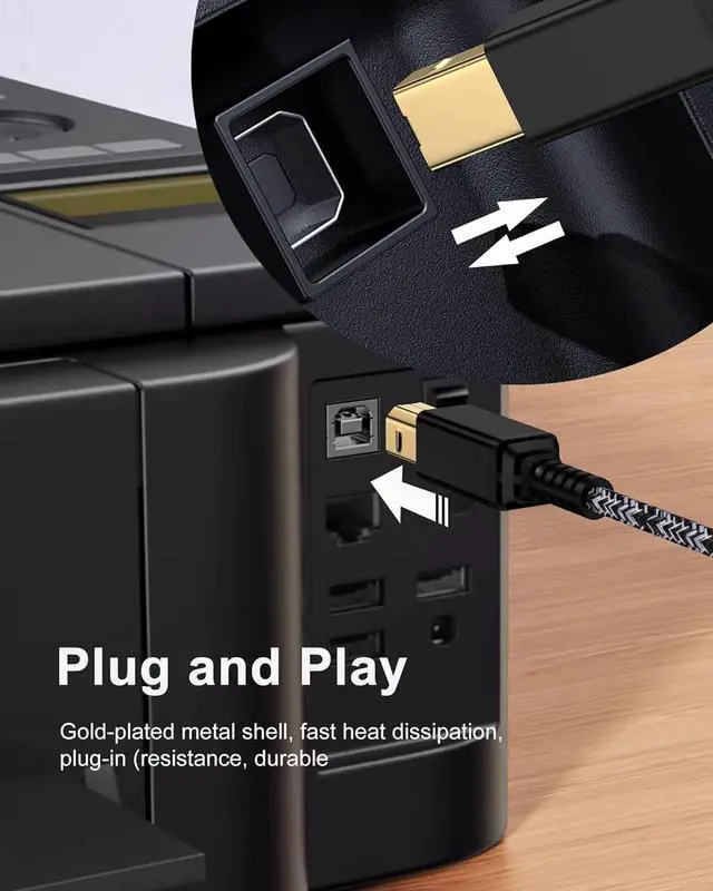 Alt view image 5 of 7 - USB C Printer Cable 6Feet USB Type B 2.0 to Type C  Printer Cord for Macbook Pro/Air iPad Computer Laptop MIDI to USBC Cable for HP Epson Canon Brother Digital Piano Keyboard DJ Controller