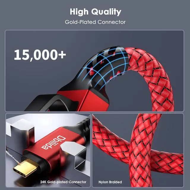 Alt view image 3 of 7 - USB C to Ethernet Cable 10 FT - 2 in 1 USB A/C to RJ45 Cable 1Gbps Braided Ethernet to USB C Cable Type C to RJ45 Ethernet for Thunderbolt 4/5 MacBook Pro/Air iPhone 16/17 XPS Galaxy S24