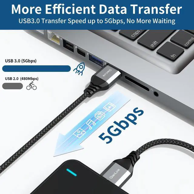 Alt view image 2 of 6 - USB to USB Cable (3.3ft) 5 Gbps USB 3.0 A to A Male Cable Compatible for Hard Drive Enclosures DVD Player Laptop Cooler and More (Grey)