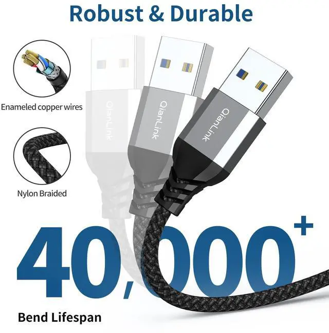 Alt view image 5 of 6 - USB to USB Cable (3.3ft) 5 Gbps USB 3.0 A to A Male Cable Compatible for Hard Drive Enclosures DVD Player Laptop Cooler and More (Grey)