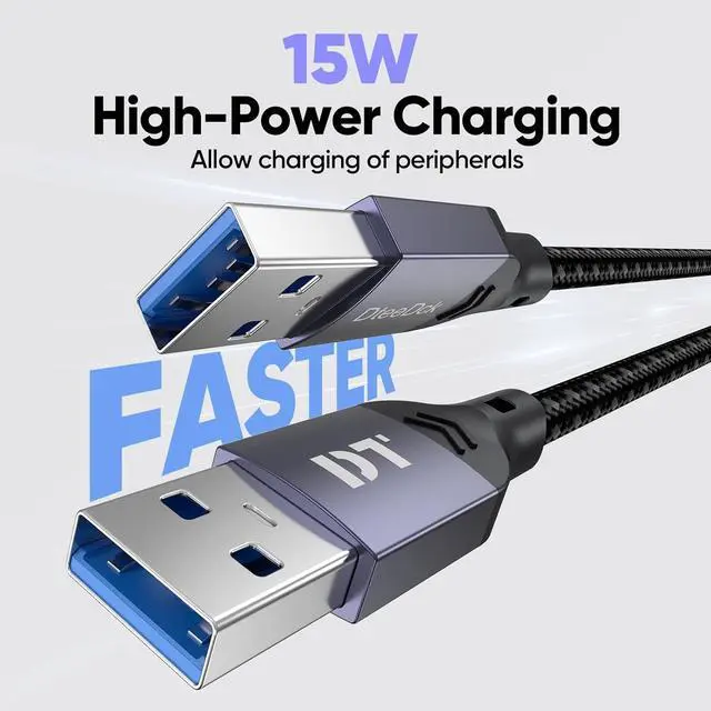 Alt view image 5 of 7 - USB to USB Cable 10 Ft 5Gbps Long USB 3.0 15W Type A Male to Male Cord 10ft Data Transfer & Fast Charging Double Sided USBA Wire for DVD Player Hub Laptop Cooler Computer PC TV