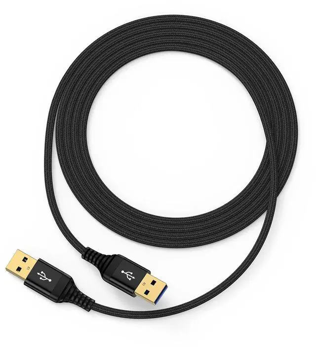 Main image of 10FT USB A to USB A Cable USB Male to Male Cable Compatible with DVD Player/Computer/Hard Drive Enclosures/Laptop Cooler/PC/TV/Monitor High Data Transfer Double Sided Type A Braided Cord