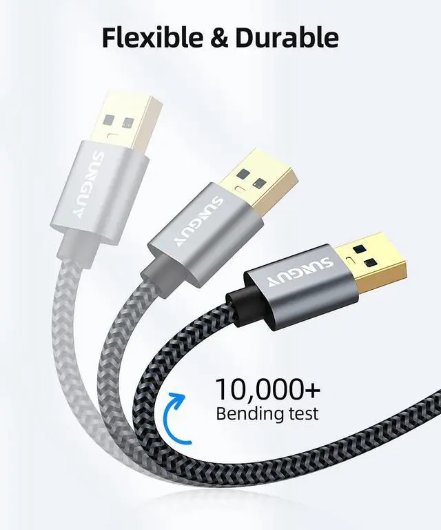 Alt view image 4 of 6 - USB 3.0 Cable 1FT USB Type A Male to Type A Male Transfer Rate Up to 5Gbps Cable Compatible with Printers Modems Hard Drives Cameras HDD DVD Laptops etc.