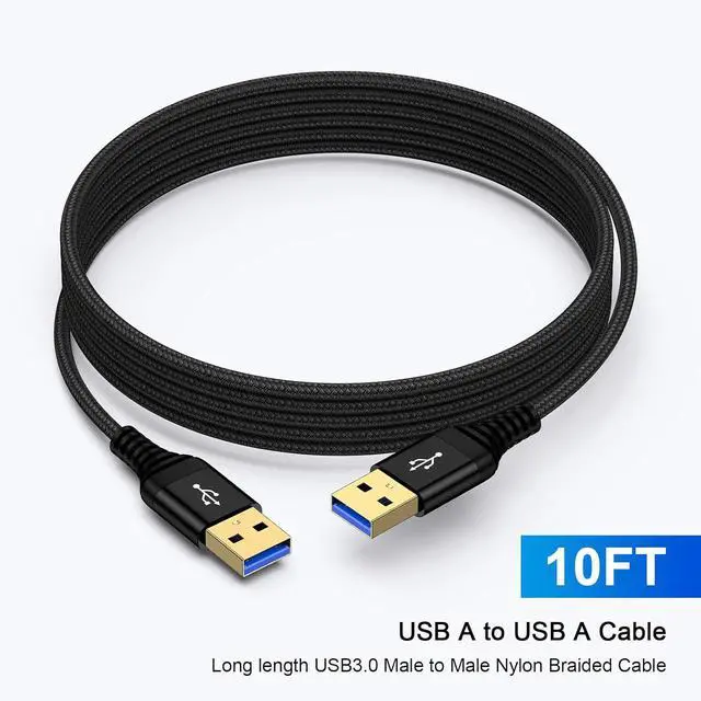 Alt view image 6 of 7 - 10FT USB A to USB A Cable USB Male to Male Cable Compatible with DVD Player/Computer/Hard Drive Enclosures/Laptop Cooler/PC/TV/Monitor High Data Transfer Double Sided Type A Braided Cord