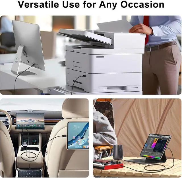 Alt view image 5 of 7 - USB to USB Cable 3.0 6FT Double End Type A Male to Male Data Transfer USB Cord Compatible with Hard Drive Enclosures KVM DVD Player TV Laptop Cooler Printer Speaker Camera Hub