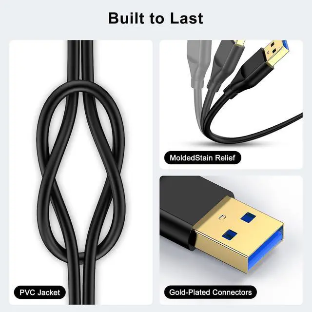 Alt view image 6 of 7 - USB to USB Cable 3.0 6FT Double End Type A Male to Male Data Transfer USB Cord Compatible with Hard Drive Enclosures KVM DVD Player TV Laptop Cooler Printer Speaker Camera Hub