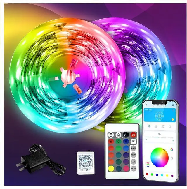 Main image of LED Strip Lights 130ft Lights Strip for Bedroom Desk Indoor Room Bedroom Brithday Gifts RGB Decor with Remote and 24V Power Supply