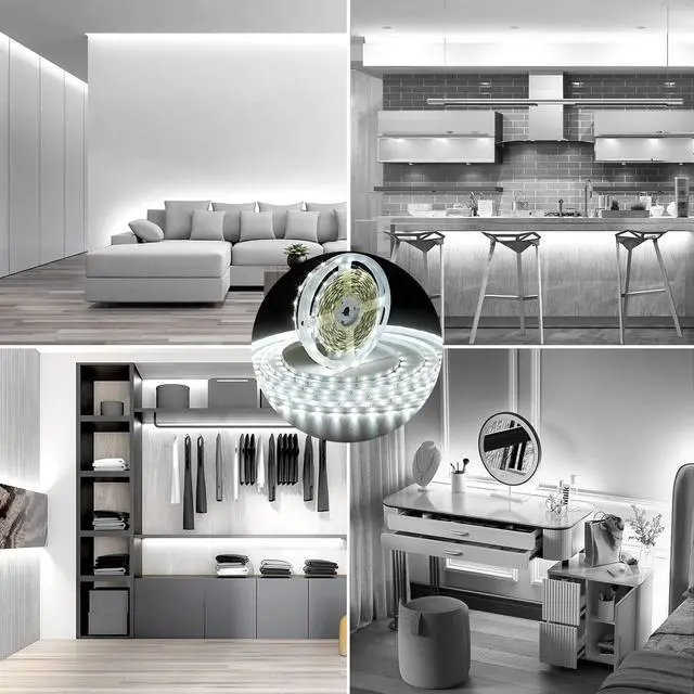 Alt view image 7 of 7 - White LED Strip Lights 131ft Dimmable 24V LED Lights Strip 6500K Bright Daylight White Flexible Tape Lights for Bedrooms Kitchen Cabinet Christmas Decor 2 Rolls of 65.6ft