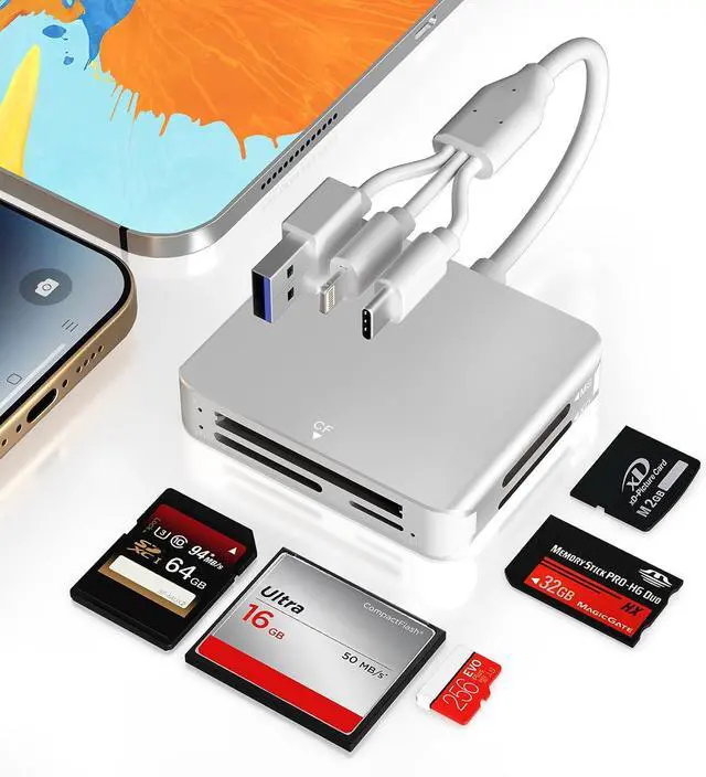 Main image of Memory Stick Pro Duo Adapter - 5 in 1 MS/SD/TF/CF/XD Card Reader Multi Camera Phone Adapter with Lightning/USB C/USB OTG Use for Android iPhone 16/15/14 iPad Mac PC Laptop Memory Stick Pro Duo Mark2