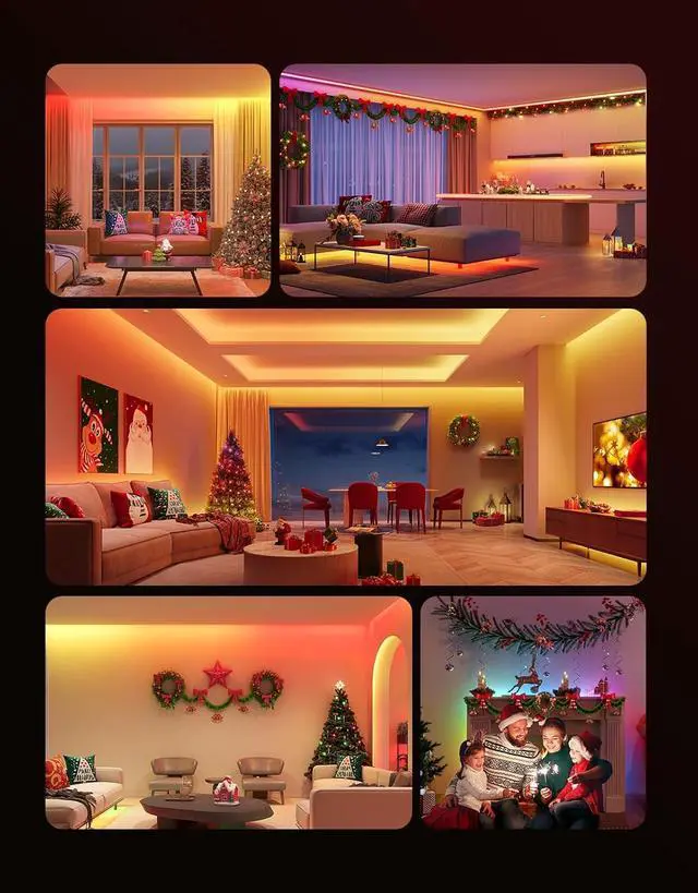 Alt view image 2 of 7 - RGBIC LED Strip Lights Smart LED Lights for Bedroom Bluetooth LED Lights APP Control DIY Multiple Colors on One Line Color Changing LED Strip Lighting Music Sync Home Decor 16.4ft