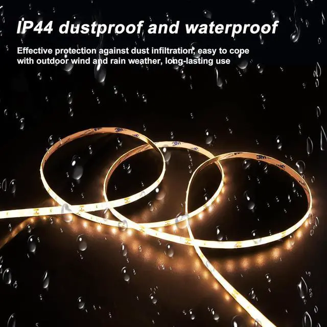 Alt view image 2 of 7 - 40ft Waterproof LED Strip Lights 6000K Warm White IP44 Tape Light 12M 12V Rope Light Strong 3M Adhesive for Home Kitchen Patio Balcony Party Wedding Indoor and Outdoor Decor