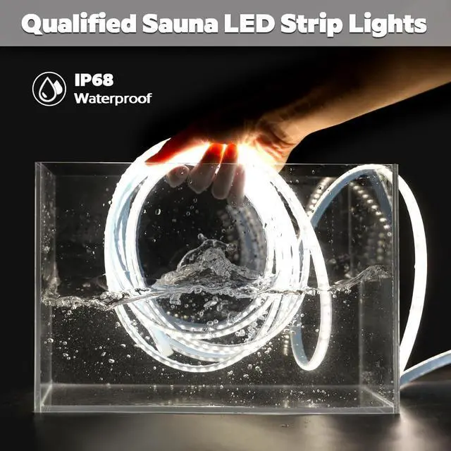 Alt view image 3 of 7 - SuperlightingLED DC24V LED Tape 6000K Sauna Lights for Inside Sauna Flexible High Temperature Rated & IP68 LED Strip Light Water-Submersible 600 LEDs Bright & 5m 16.4ft Long (6000K Daylight White)