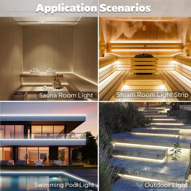 Alt view image 5 of 7 - SuperlightingLED DC24V LED Tape 6000K Sauna Lights for Inside Sauna Flexible High Temperature Rated & IP68 LED Strip Light Water-Submersible 600 LEDs Bright & 5m 16.4ft Long (6000K Daylight White)