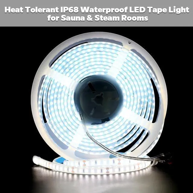Alt view image 6 of 7 - SuperlightingLED DC24V LED Tape 6000K Sauna Lights for Inside Sauna Flexible High Temperature Rated & IP68 LED Strip Light Water-Submersible 600 LEDs Bright & 5m 16.4ft Long (6000K Daylight White)