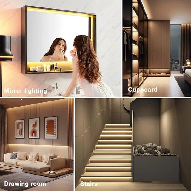 Alt view image 7 of 7 - 40ft Waterproof LED Strip Lights 6000K Warm White IP44 Tape Light 12M 12V Rope Light Strong 3M Adhesive for Home Kitchen Patio Balcony Party Wedding Indoor and Outdoor Decor