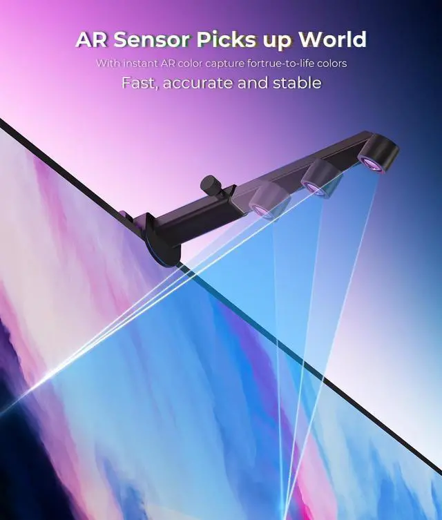 Alt view image 3 of 7 - TV Backlight LED 15ft - TV Backlight Sync to Screen PC Monitor for 55-75 Inch RGB LED Strip Lights Cuttable with Sensor Smart App Control Game & Music Sync Color Changing Light for Home Decor