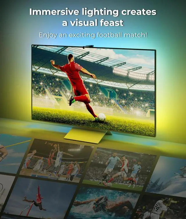 Alt view image 4 of 7 - TV Backlight LED 15ft - TV Backlight Sync to Screen PC Monitor for 55-75 Inch RGB LED Strip Lights Cuttable with Sensor Smart App Control Game & Music Sync Color Changing Light for Home Decor