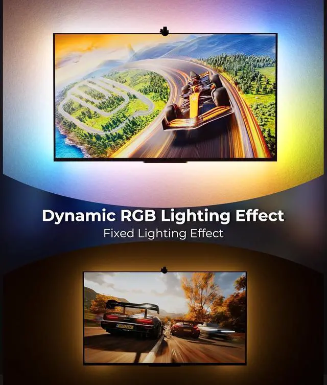 Alt view image 6 of 7 - TV Backlight LED 15ft - TV Backlight Sync to Screen PC Monitor for 55-75 Inch RGB LED Strip Lights Cuttable with Sensor Smart App Control Game & Music Sync Color Changing Light for Home Decor