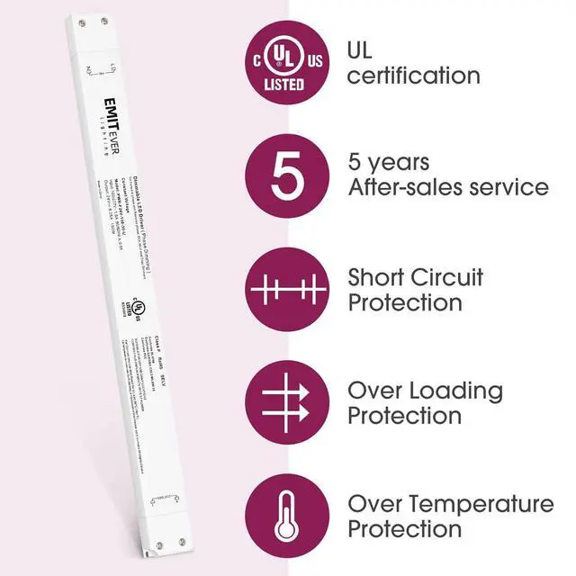 Alt view image 4 of 7 - 150W Triac Dimmable LED Driver Power Supply 100-277V AC to 24V DC 0-100% Dimming Transformer for LED Lights Compatible with Lutron and Leviton Dimmers UL Listed