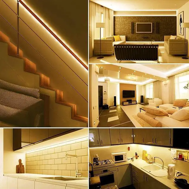 Alt view image 6 of 6 - Warm White LED Strip Light 16.4 Feet 24 Volt LED Light Strip 3000K Super Bright LED Tape Light for Bedroom Kitchen Closet Cabinet Vanity Mirror Indoor Only (Dimmer Included)