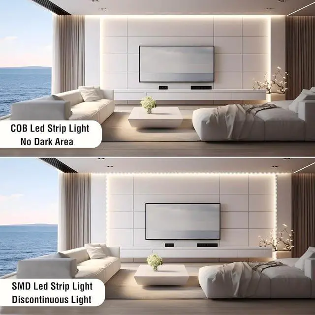 Alt view image 3 of 7 - Dimmable COB LED Strip Light Kit with RF Remote & UL12v Power Supply CRI 93+ Flexible Cuttable 4000K Natural White Cob Light Strip for Under Cabinet Lighting Bedroom Mood & DIY Projects