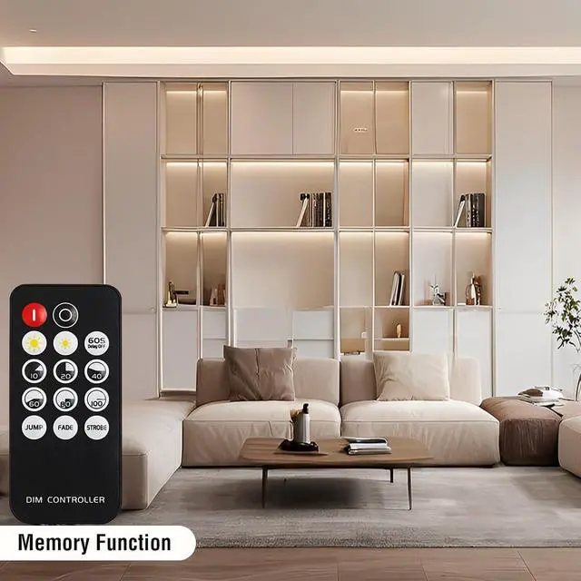 Alt view image 4 of 7 - Dimmable COB LED Strip Light Kit with RF Remote & UL12v Power Supply CRI 93+ Flexible Cuttable 4000K Natural White Cob Light Strip for Under Cabinet Lighting Bedroom Mood & DIY Projects
