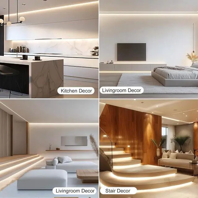 Alt view image 7 of 7 - Dimmable COB LED Strip Light Kit with RF Remote & UL12v Power Supply CRI 93+ Flexible Cuttable 4000K Natural White Cob Light Strip for Under Cabinet Lighting Bedroom Mood & DIY Projects