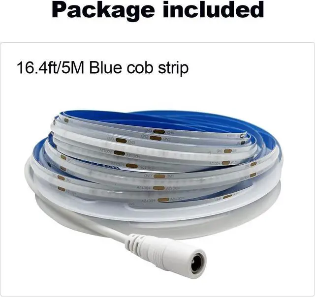 Alt view image 5 of 5 - COB LED Strip Lights Blue DC12V 16.4ft/5M 320leds/M CRI90 Bright Flexible LED Tape 8mm for Indoor Home Cabinet Bedroom Kitchen Stage Backlight DIY Lighting (Without Power Supply) (Blue)