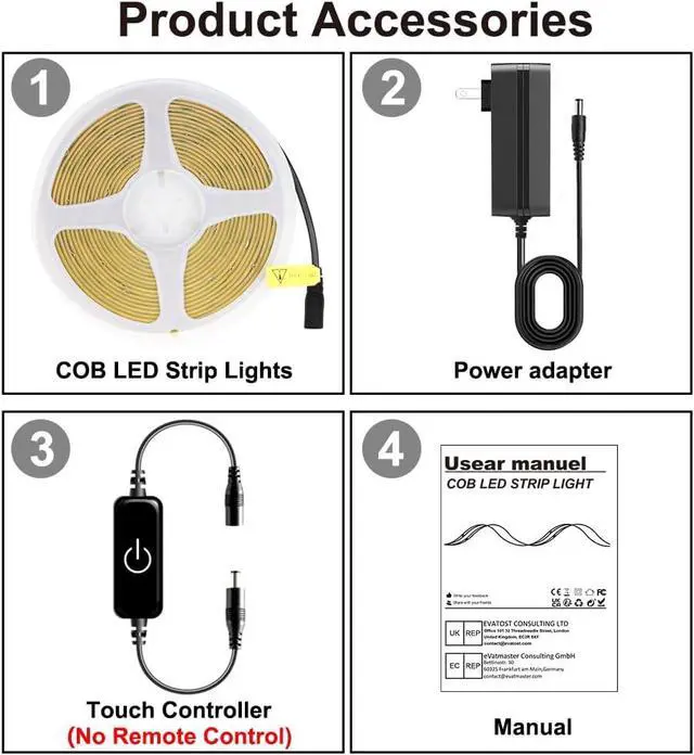 Alt view image 2 of 7 - COB LED Strip LED Strip Lights 5M/16.4ft Touch Dimmable LED Strips CRI90+ 2700K Warm White cob led 1600LEDs 24V LED Tape Lights Indoor for Bedroom Kitchen TV Mirror Cabinet