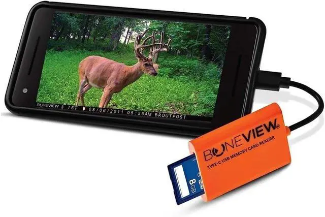 Main image of SD Card Reader for Android - Type C USB Trail Camera Viewer by - Backup Play Save and Share Deer Hunting Photo & Video from Game Cam Memory Chips on Most USB-C Smart Phones